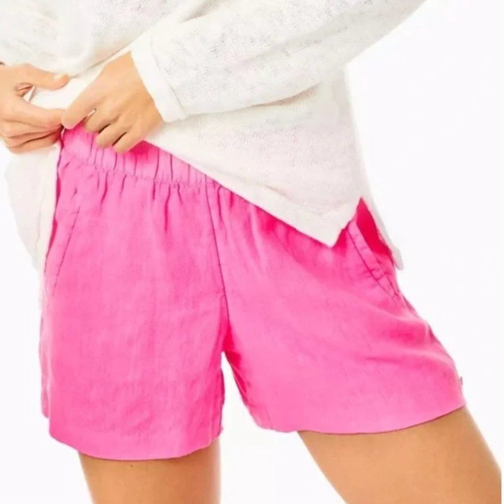 NWT Lilly Pulitzer 4 inch Lilo Linen Shorts Aura Pink